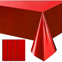 4PCS Disposable Aluminum Foil Tablecloth 137×183cm, Shiny Metallic Cover for Wedding Banquet, Holiday Dinner & Theme Party
