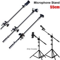 55cm Adjustable Rotating Microphone Stand Crossbar Arms Mic Clip Phone Holder Extension Bracket Designed 3/8 Thread Cross Bar