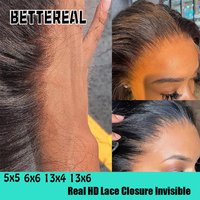 100% Human Hair HD Lace Closure 2x6 5x5 6x6 Ultra Thin Melt Skins Pre Plucked HD 13x4 13x6 Lace Frontal Only Skinlike Small Knot