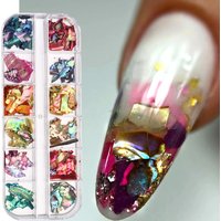 12Grid Irregular Glitter Abalone Shell Flakes For Nail Art Decoration 3D Charms Summer Slices DIY Manicure Paillette Accessories