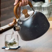 Stainless Steel With Wood Pattern Folding Handle, Loud Whistle Kettle Whistling Tea Kettle, Tea Pots For Stove Top Food Grade