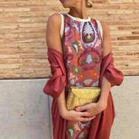 Printed Maxi Dress Spring Summer Women Round Neck Cape Sleeveless Dresses Elegant Evening Gown Outfits Clothing