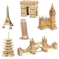 ROKR 3D Wooden Puzzle Game Big Ben Tower Bridge Pagoda Building Model Toys For Children Kids Birthday Gift