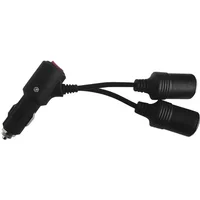12V 24V Cigarette Lighter Splitter Adapter w/ On Off Switch, Car Cigarette Lighter 1 Male to 2 Female Sockets Y Splitter
