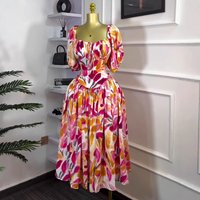 Women Floral Printed Lantern Half Sleeve Tie Up Long Maxi Dress 2026 Birthday Evening Sexy club Party Dresses Vestidos
