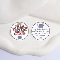 Cute Cartoon Cat Quote Enamel Pins Cat's Fed Ignore Bullshit Metal Brooches Fashion Lapel Badge Backpack Clothes Jewelry Gift