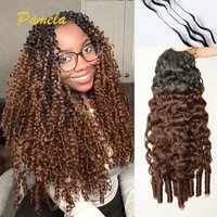 Highlight Colored Burmese Curly Virgin Hair Crochet Human Hair Brown Color Knotless PreSeparated Crochet Feather Hair Extensions