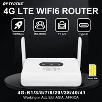 OPTFOCUS 4G WIFI6 LTE Router 300Mbps WIFI Modem Sim Card Router 1 LAN RJ45 Port Wireless Hotspot Sim CPE Router With 2 Antenna