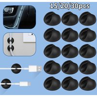 15/20/30pcs data cable fixing clip, suitable for charging cables, Black buckle, Data cable sorting buckle on the table