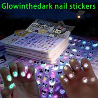 Sanrio Kuromi Glow-in-the-Dark Nail Stickers, Luminous Nail Art Stickers, Cute Cartoon Stickers for Kids.