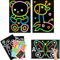 4 sets child Sticker Dot Mosaic Puzzle Stickers Games Cartoon For Children Kids