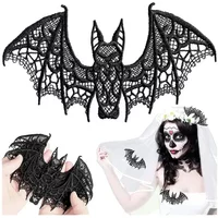 2pc Lace Halloween Bat Ghost Festival Decoration Black Halloween Decoration Accessory for Diy Clothing