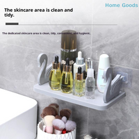 preferredCreative Plastic Swan Shelf Self-Adhesive White/Grey Floating Shelf No Punch Wall Mounted Bathroom Storage Rack Kitchen