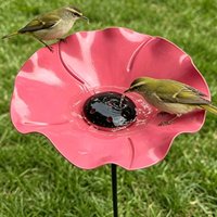 Handcrafted Metal Flower Garden Stake Ground Insert Iron Floral Sculpture Bird Bath Stake UV Resistant Rust-resistant