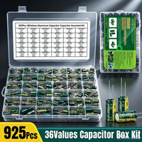 925Pcs 36Values Radial Aluminum Electrolytic Capacitor Assortment Kit 10V-63V 470uF High Frequency Green Capacitors for Circuit