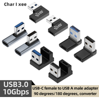 USB 3.0 USB-A Male to Type C Female 90 Degree Right Angle Extension Adapter USB C Upward Downward Connector 10Gbps for Laptop