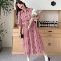 Women's Plaid Shirt Dress Long Sleeve Lapel Collar Waist Pleated Midi Dress Casual Elegant A-line Dress For Spring Fall