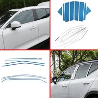 Car Styling Stainless Steel Garnish Pillar Window Middle Strip Trim Frame Lamp Hood For Volvo XC40 2018 2019 2020 2021 2022 2023