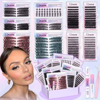 DIY Lashes Extension Kit Individual Lashes Clusters Kit Cat Eye Colorful Lash with Lash Bond and Seal Makeup Tools