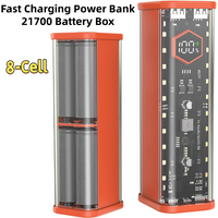 Mecha Transparent 8 Slots 21700 Power Bank DIY Kit PD 22.5W 45W Fast Charging LED Display USB‑C Micro USB Battery Storage Box