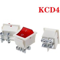 KCD4 22x28mm WHITE Body on off 16A/250V 4 screw pin DPST T85 Auto Boat Marine Toggle Rocker Switch with LED 220V