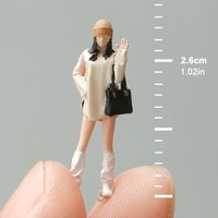 Kicarmod 1/64 Scale Model Figurine of a Handbag Carrying girl Saying Hello Model Proportional Scene Paired Mini Ornaments