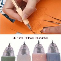 1pcs Wrapping Cutting Utility Pen Knife Retractable Press Hand Account Pen Knife Creative Art Paper Cutting Tool for Student