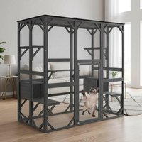 sf-Multi Outdoor Wood Catio Enclosure Jumping Platforms Cat House Window Playpen Living UV Proof Asphalt Weather Resistant*