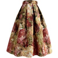 Floral Elegant Chic High Waist Ball Gown A-Line Loose Women's Skirt Knee-Length Long Skirts For Women Clothing Fashion 2024