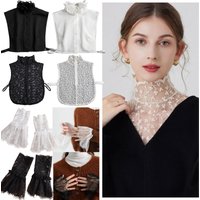 Women's Fashion Lace Fake Collar, Simple Half Shirt Style Fake Collar Versatile Convenient Detachable Collar Clothes Accessories