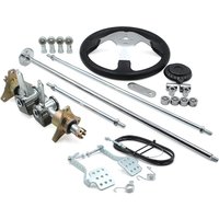 DIY Quad Go Kart Front Steering Wheel Tie Rod Ball Joint Gear Rack Shaft Kit With Brake & Throttle Pedals 5" Knuckle Spindle Hub