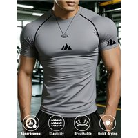 AliExpress NONE New men's tight fitting sports T-shirt breathable, sweat wicking, quick drying suitable for gym, basketball, running, cycling