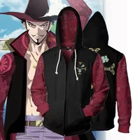 Dracule Mihawk Sweatshirts Anime Bartholemew Kuma Cosplay Costume Zipper Yellow Thin Pullover Hoodies Tops Outerwear Coat