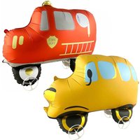 Cartoon Car Balloon Fire Truck School Bus Ambulance Car of Police Truck Foil Balloon Baby Shower Boys Birthday Party Decorations