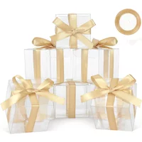 50PCs Clear Favor Boxes, Clear Gift Boxes Mini Transparent Cube Macaron Boxes Candy Boxes for Wedding Favors Baby Shower