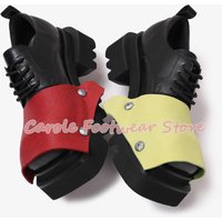 Punk Rivet Square Toe Chunky Heel Derby Shoes for Women Mixed Color Leather Splicing Lace-up Loafers Lady Casual Oxfords