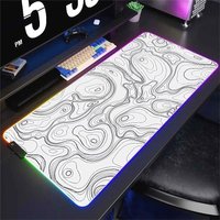 LED Desk Mat Black and White Lines RGB Computer Mouse Pad Gamer Cabinet Luminescence Abstract Mousepad Keyboard Gaming Deskmat