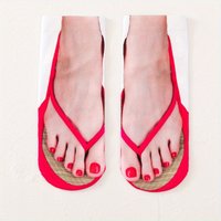 2pairs 3D nail print socks fun flip flops socks 3D pattern socks sandals socks low cut ankle fool socks - a prank gift