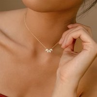 Stainless Steel Horse's eye Zircon Four-Leaf Petal Necklaces for Women Choker Bijoux Accessory Girl Party Jewelry Gift