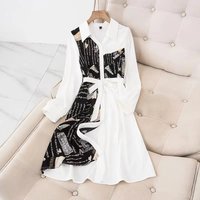 Lapel Single-Breasted Long-Sleeved Dresses 2024 New Plus-Size Dress Age-Reducing Slim Cover Long Dress Women