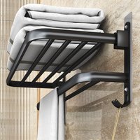 Foldable Towel Rack - No Drill Bathroom Space Aluminum Suction Cup Mount Shower Organizer