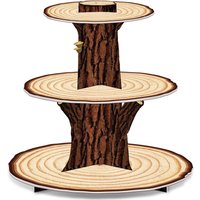 Wooden Cupcake Stand Decoration 3 Tier Western Party Cake Holder Woodland Baby Shower Rustic Wood Cupcake Stand Decor for