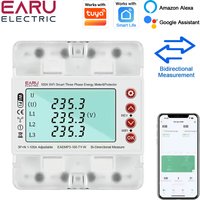 Three Phase AC380V Tuya WiFi Smart Bi-Directional Energy Power kWh Meter Over Under Voltage Protector Relay Switch Current Limit