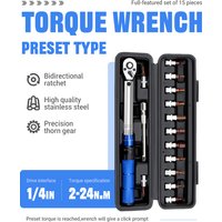 AliExpress NONE High-Precision Torque Wrench Set 2-24N·m 1/4inch Dual-Direction Ratchet With 13Pcs Sockets For Vehicles/Bike/Machine Maintenance
