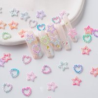 180Pcs/Bag ABS Pearl Nail Art Decorations Mixed Sizes Hollow Heart/Star/Moon/Round Design DIY 3D Jewelry Manicure Accessories