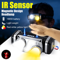 IR Sensor Headlamp 3 Lights Rechargeable LED Headlamp 18650 Battery Waterproof Magnetic Headlight Camping Lantern Cap Light Gift