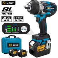 Gisam 2800N.M Torque bezszczotkowy elektryczny klucz udarowy 1/2 cala śrubokręt klucz akumulatorowy elektronarzędzie do akumulatora Makita 18V Pin