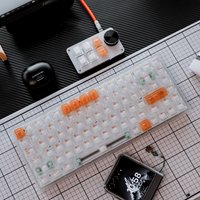 Minimalist White Orange Fog Transparent Keycaps Cherry profile Shine Through PC Keycaps For MX Cherry Mechanical Keyboard