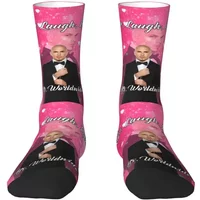 Cute Print Mr Worldwide Says To Live Laugh Love Pink Socks for Women Men Stretchy Summer Autumn Winter Pitbull Crew Socks