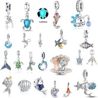 Summer Ocean Series 925 Silver Tail, Shell, Turtle Pendant Beads ,European Bracelets DIY Charm Fashion Jewelry Accessories
